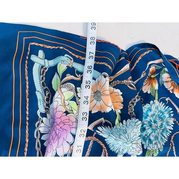 Moulinette Soeurs Navy Floral Silk Dress Womens Medium Gathered Waist Sleeveless - Picture 10 of 10